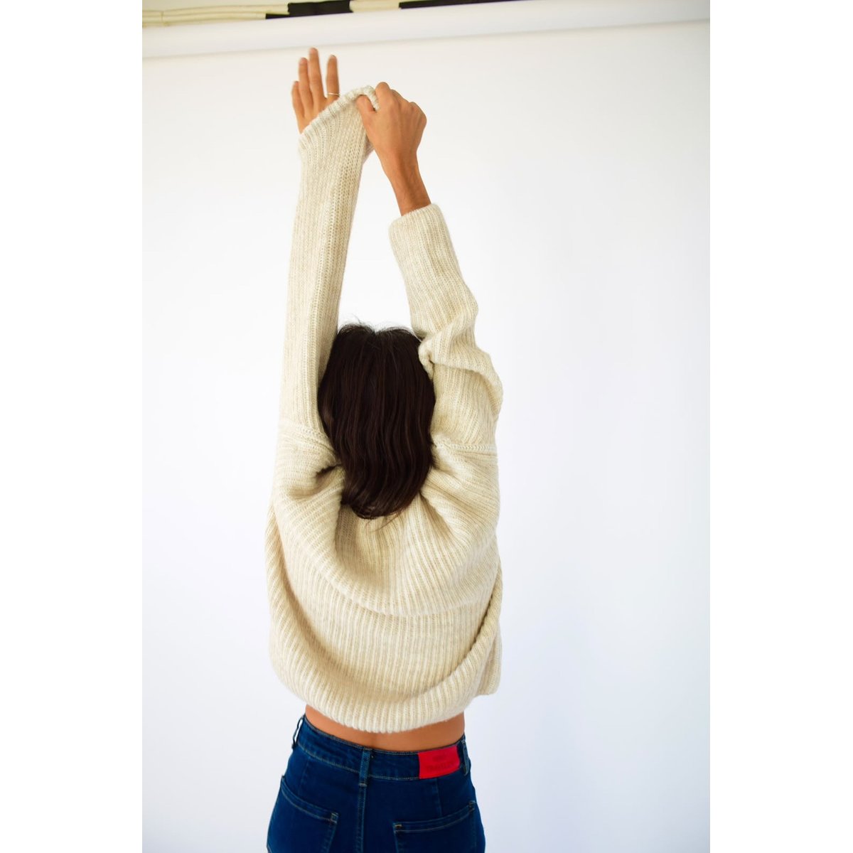 Pull col montant maille côtelée RITA beige, MINDTRAVELER