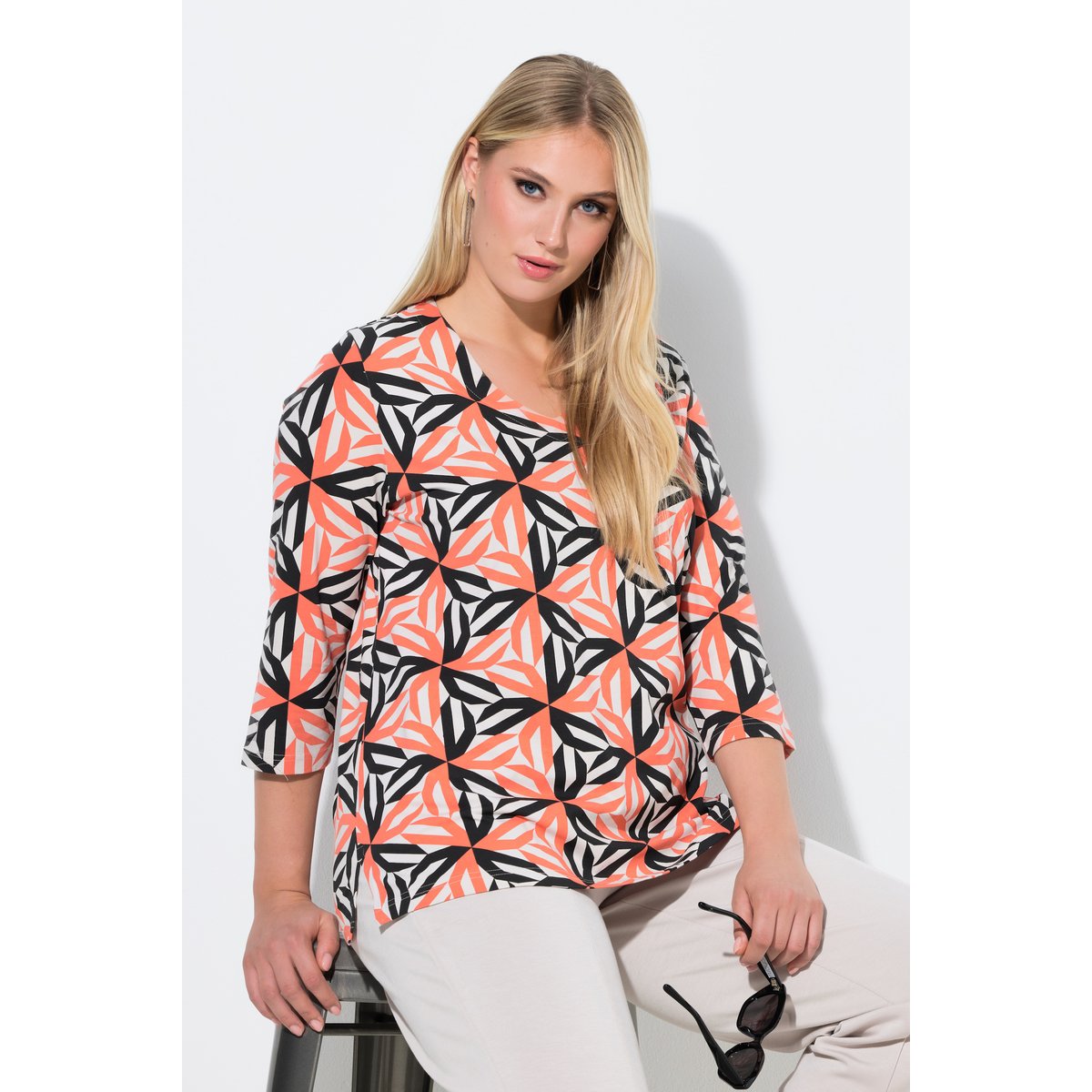 T-shirt imprimé graphique corail, ULLA POPKEN