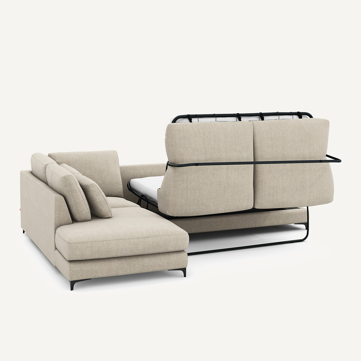 Divano letto angolare sinistro, cotone e lino, Marsile beige, AM.PM
