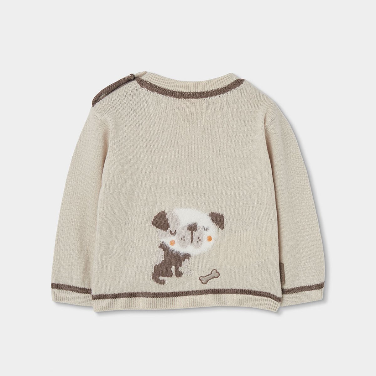 Pull bébé garçon avec imprimé chien beige, BOBOLI