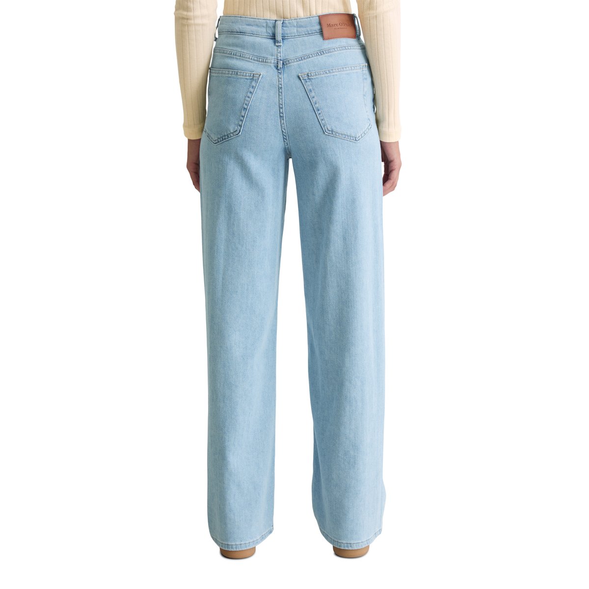 Jeans modèle Tolva large long en mélange de coton organique et de stretch bleu clair, MARC O'POLO