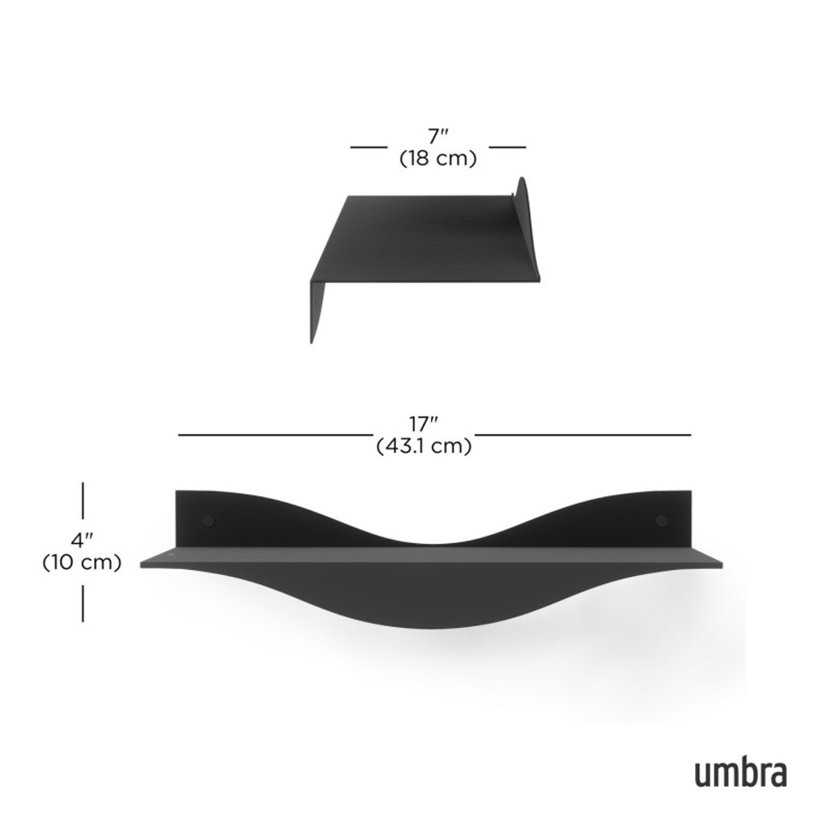 Etagère murale modulable acier  SURF set de 2 noir, UMBRA