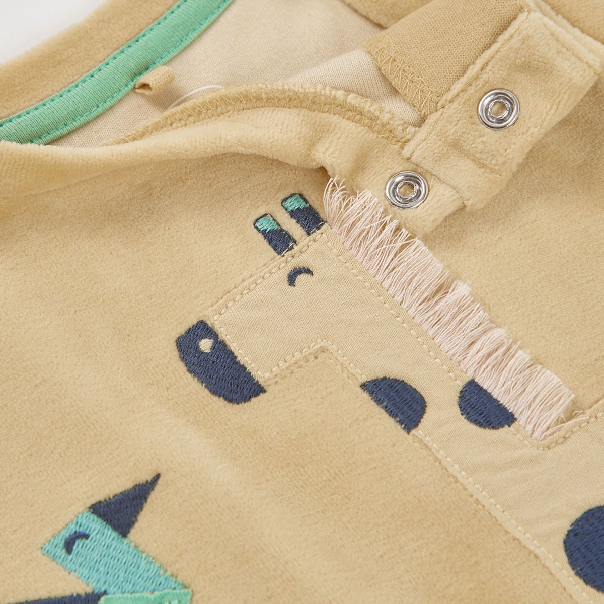 Pyjama bébé brodée de girafes et éléphants jaune, BOBOLI