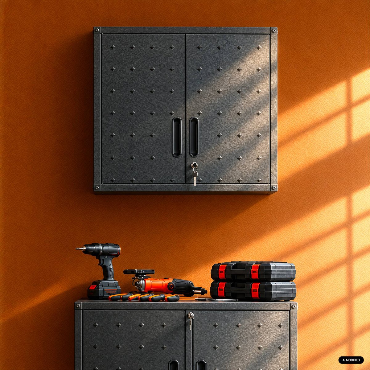 Meuble haut de rangement pour garage  BOBBY noir, SWEEEK