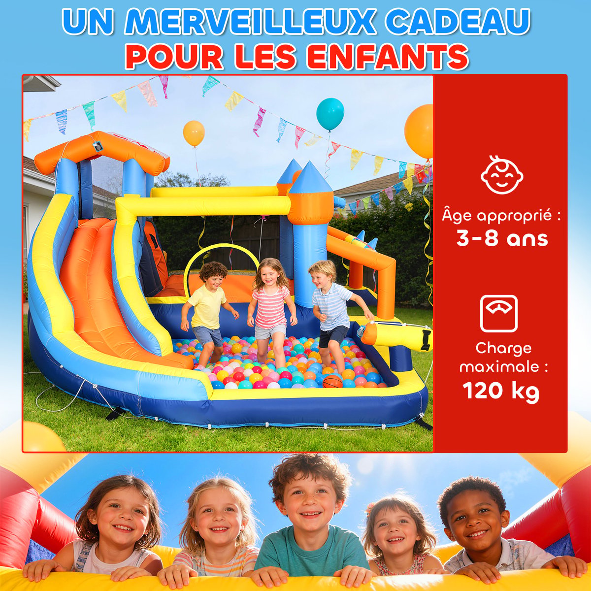 Château gonflable Tissu Oxford Multicolore multicolore, AIYAPLAY