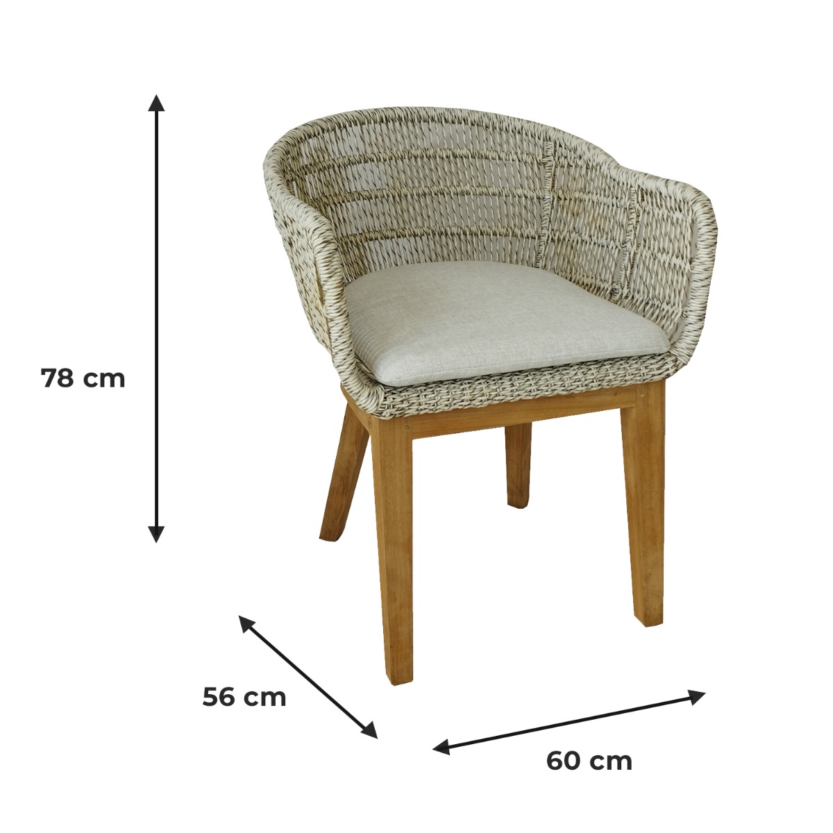 Fauteuils en résine tressée grise chiné Lounge avec coussin (lot de 2) gris clair, GECKO JARDIN