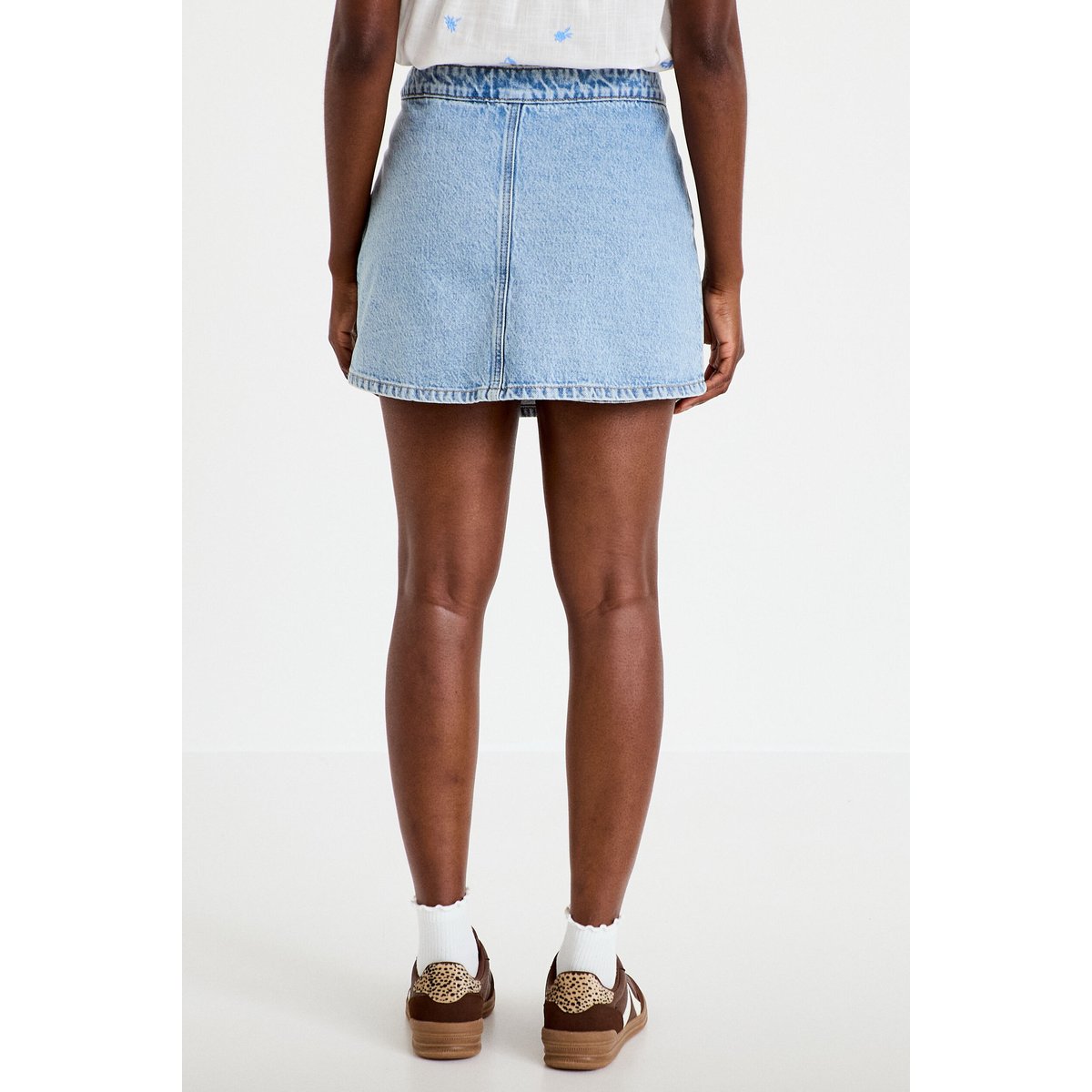 Jupe-short trapèze en jean denim triple stone, CACHE CACHE