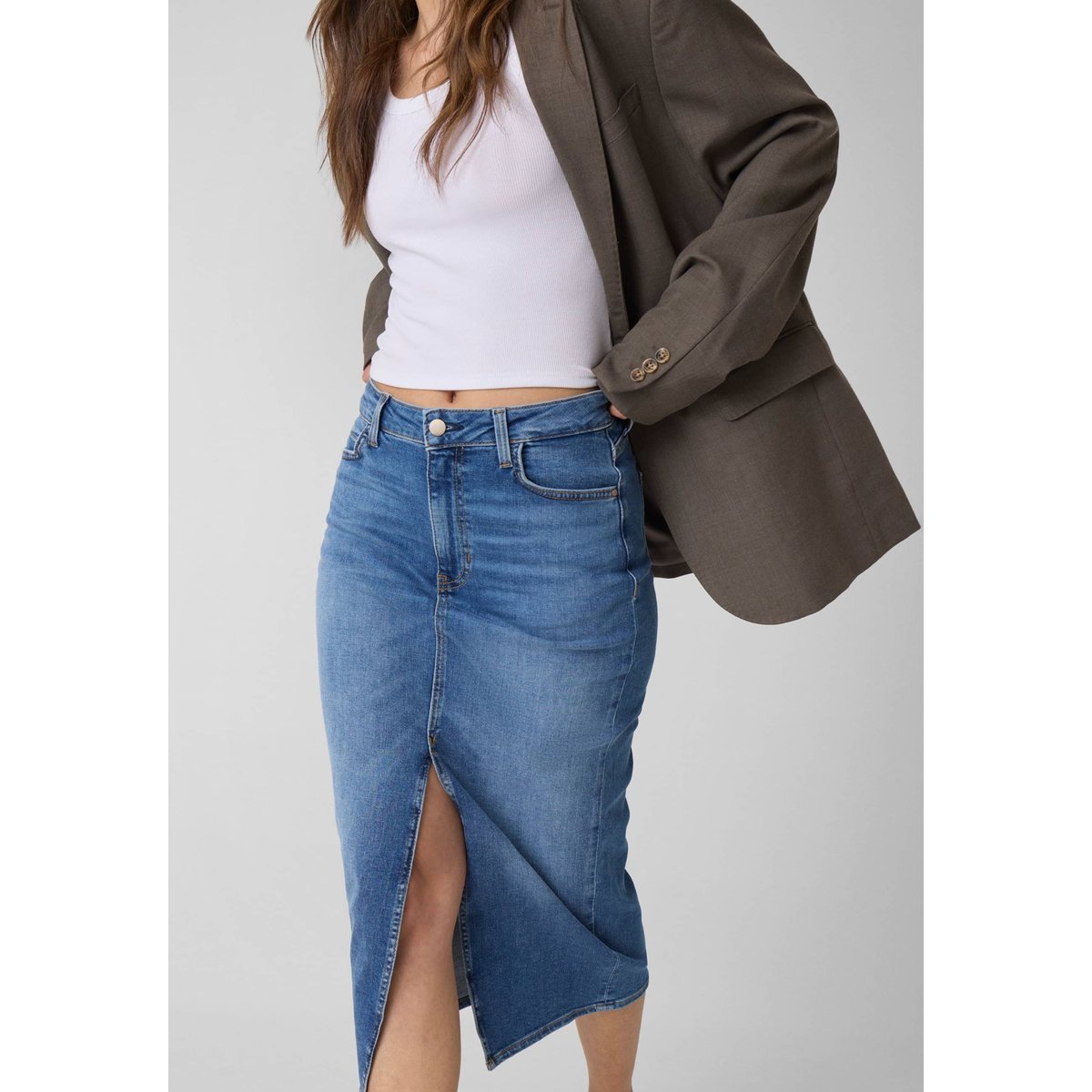 Jupe Maxi En Denim bleu, GUESS