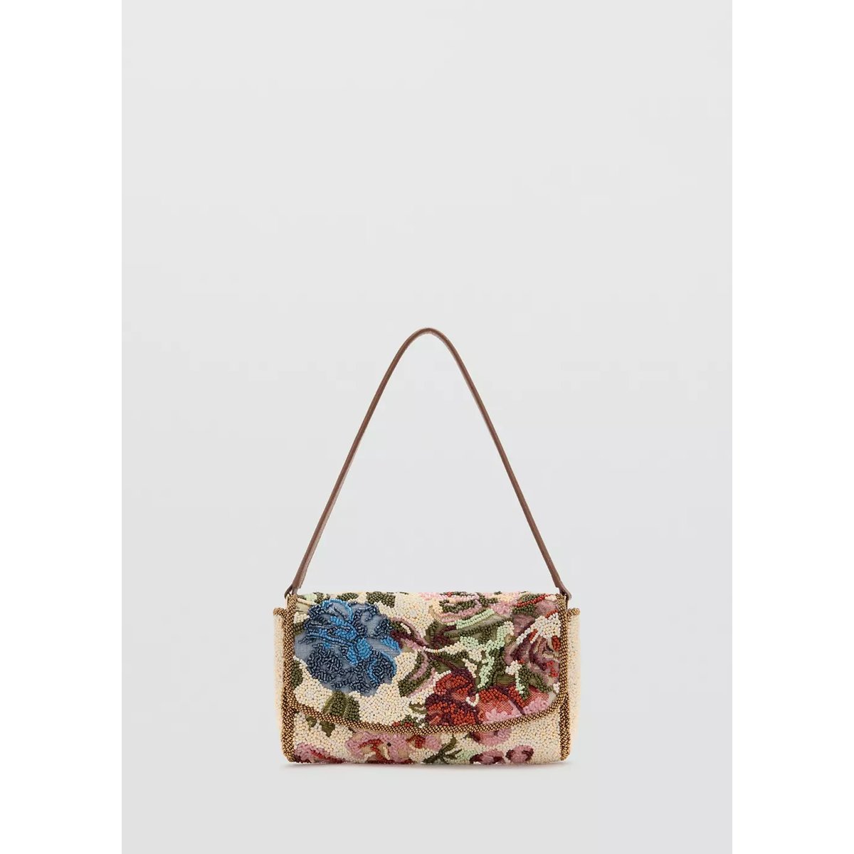Sac porté épaule à broderie florale rose, MANGO
