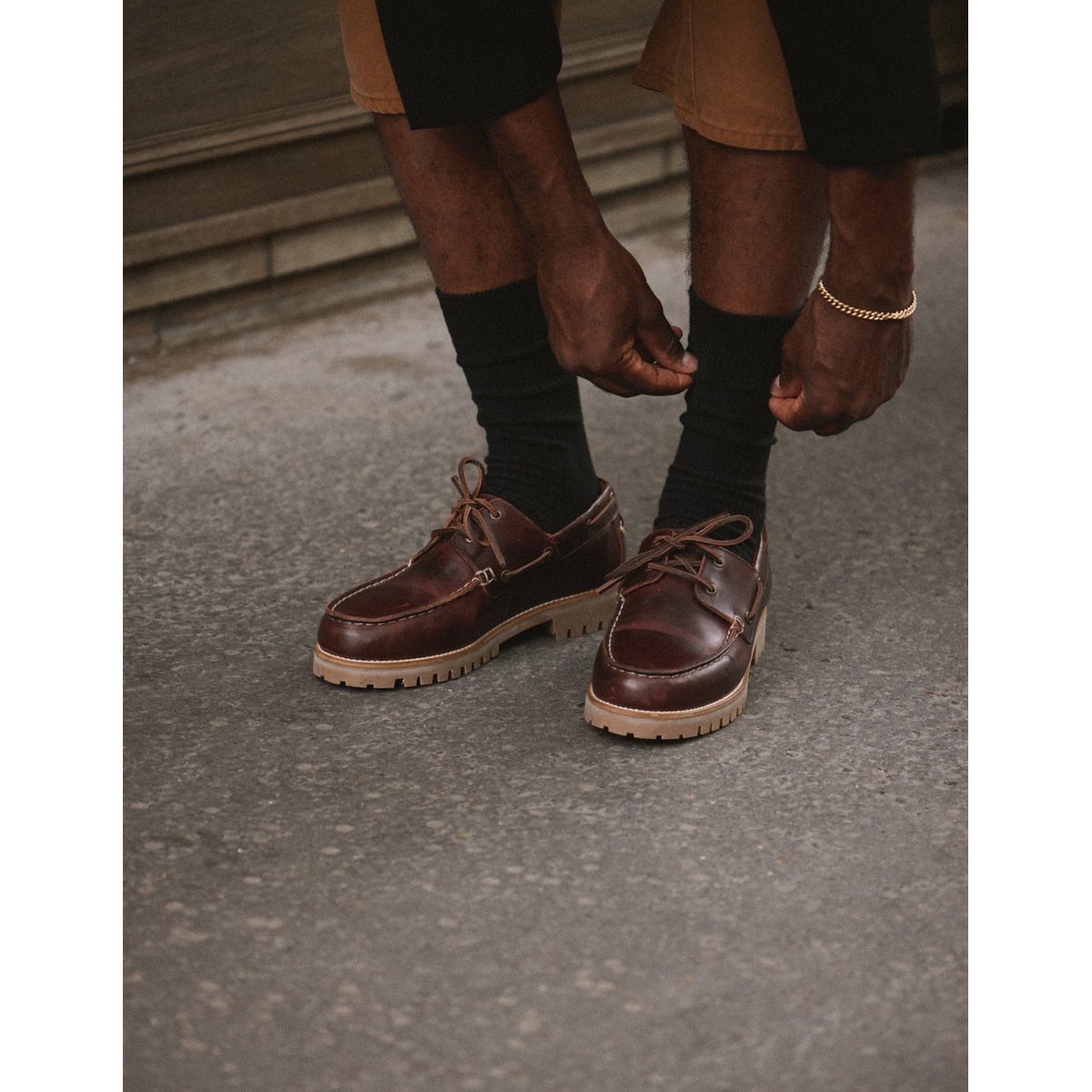 Chaussures Bateau TOM cuir marron foncé, ODAJE