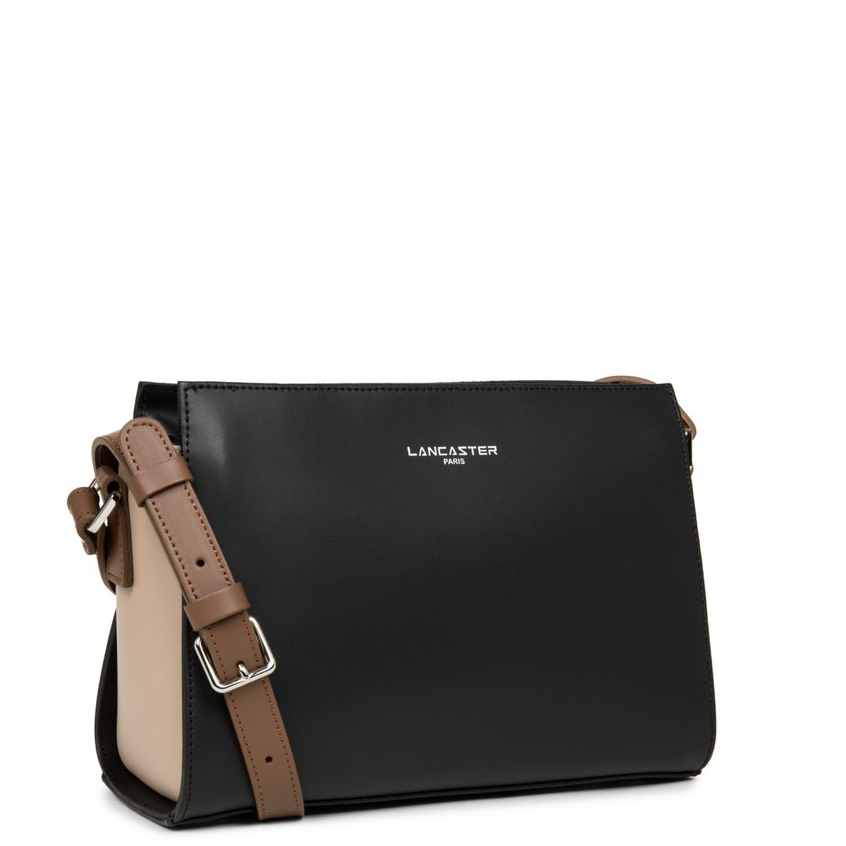 Petit sac trotteur, Made in France SMOOTH noir - nude - vison, LANCASTER