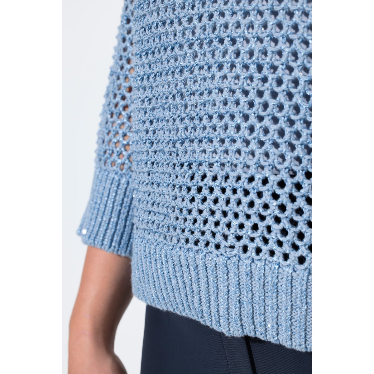 Pull en maille scintillante, modèle oversize bleu clair, ULLA POPKEN