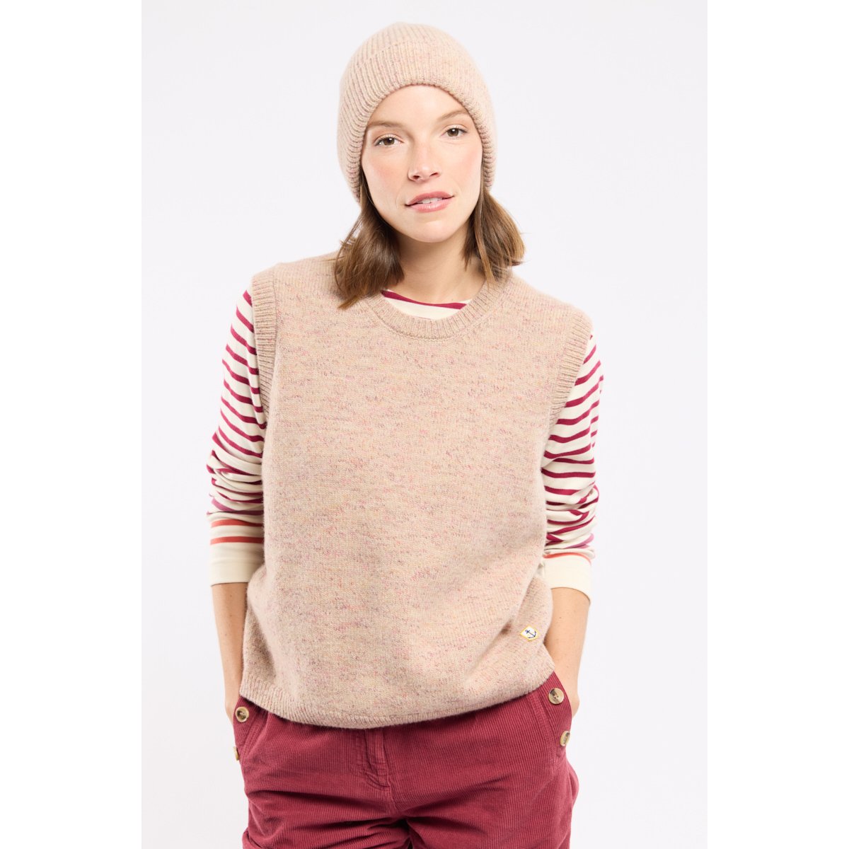 Pull sans manche Héritage - laine irish cream print, ARMOR-LUX