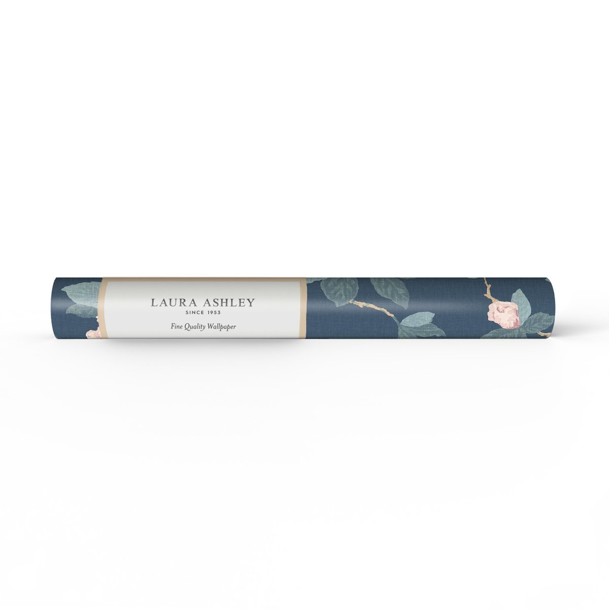 Papier peint roses du soir délicates Maya bleu, rose, LAURA ASHLEY