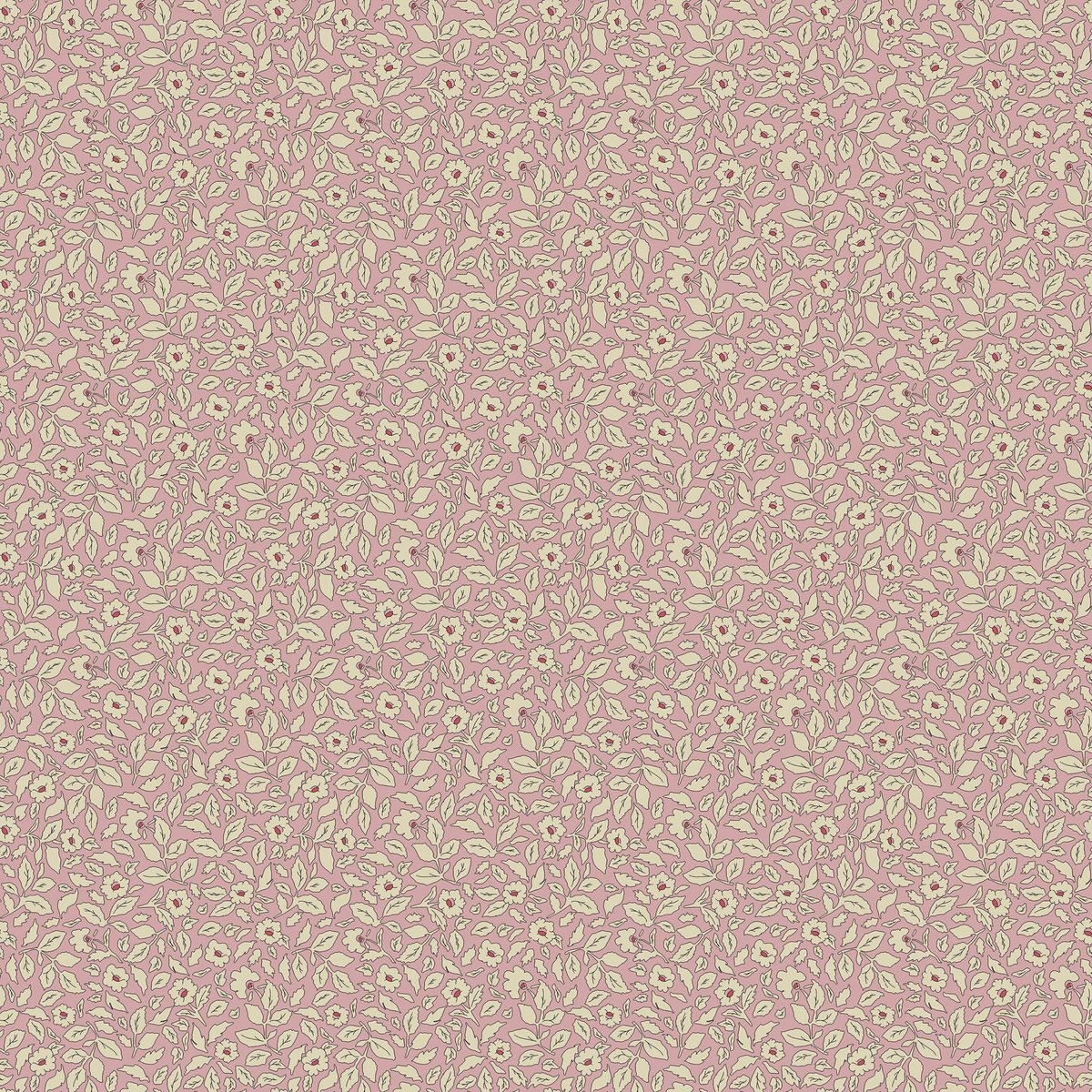 Papier peint Farandole de petites fleurs rose, beige, JOULES