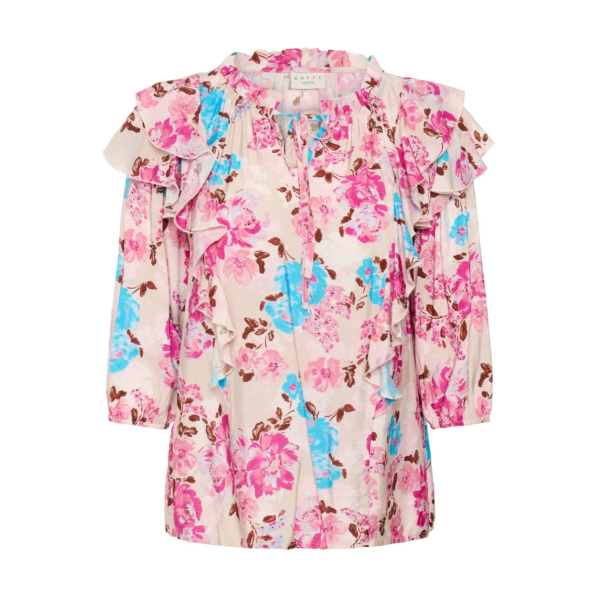 Blouse à manches courtes multicolore multi color flower, KAFFE CURVE