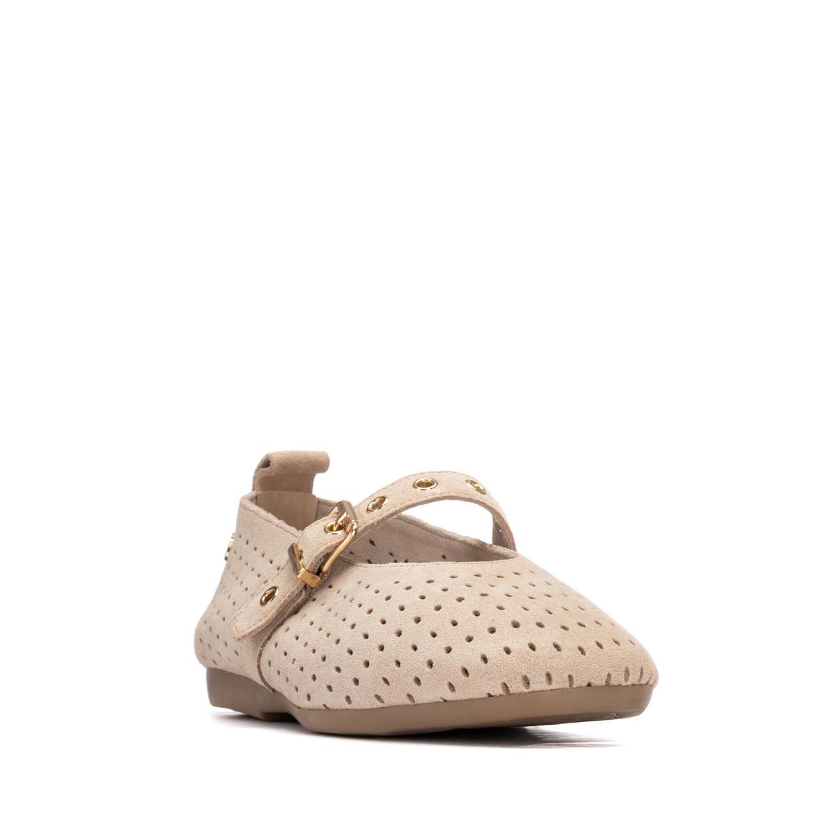 Chaussure Ballerine Plaine Décontractée Boucle beige, CARMELA