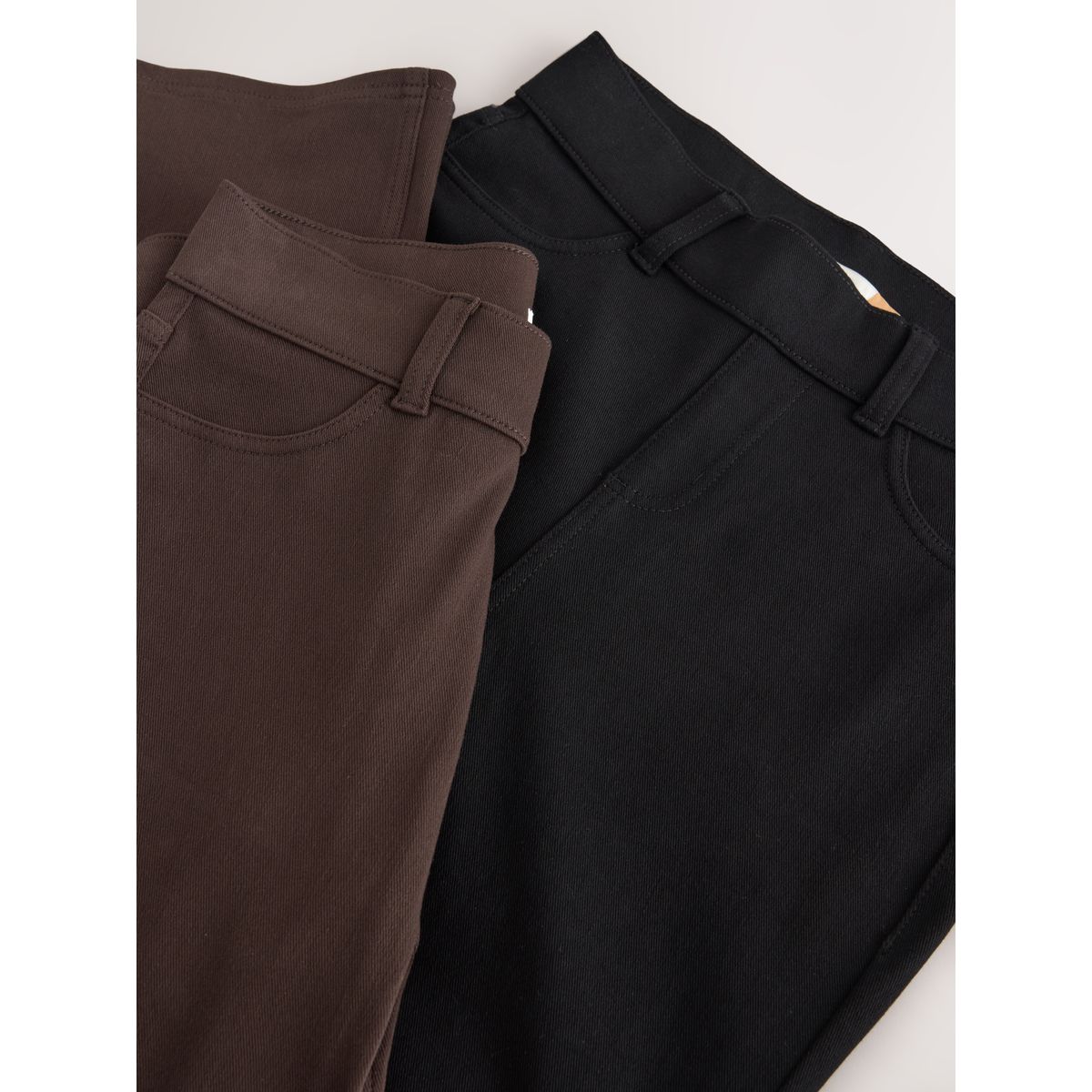 Legging évasé en jersey denim, lot de 2 noir/marron chocolat, NEXT