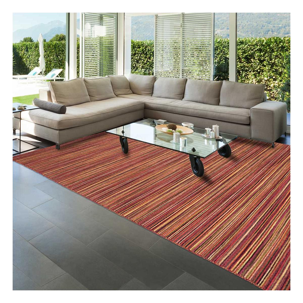 Tapis Chambre fait à la main en laine motif géométrique rouge, UN AMOUR DE TAPIS