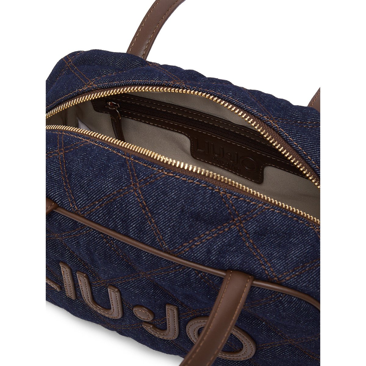 Sac à bandoulière en denim avec charm denim bleu, LIU JO