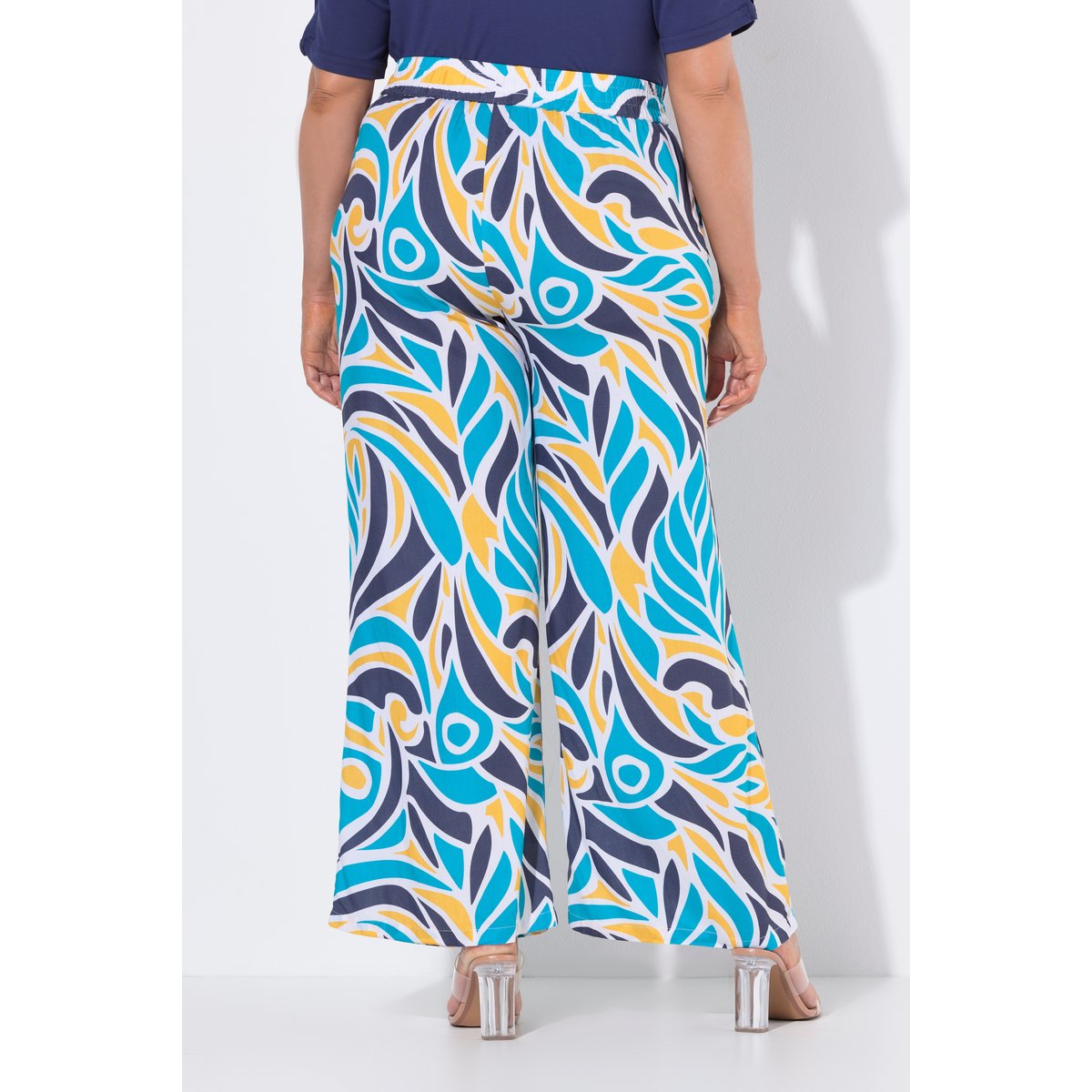 Pantalon large à ceinture élastique aqua turquoise, ULLA POPKEN
