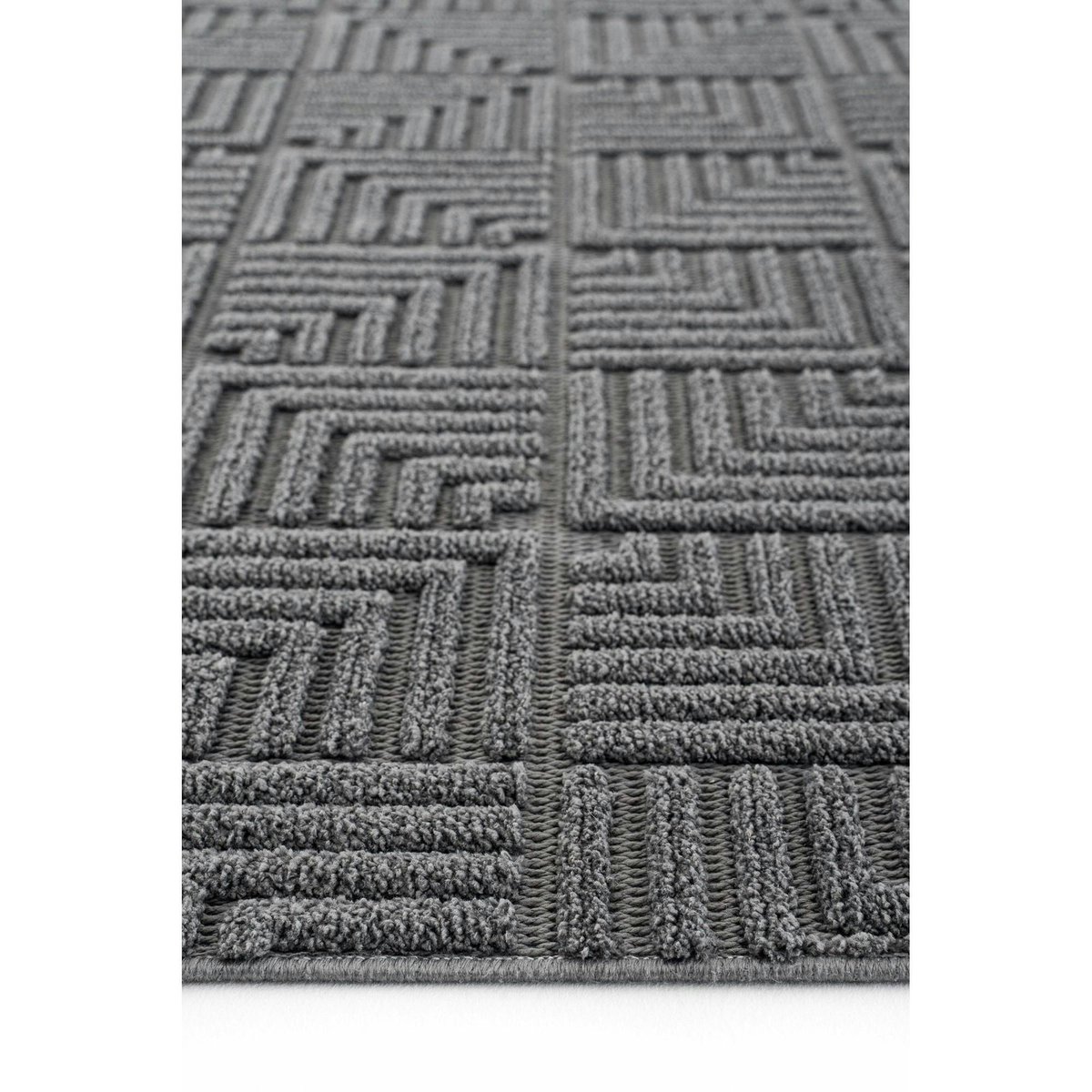 Tapis de salon 120x180 motifs carrés ISTANBUL gris foncé, PIER IMPORT