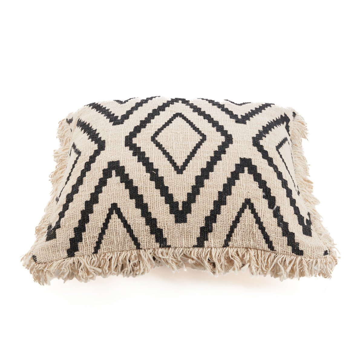 Housse de coussin en coton SAHARA DIAMOND noir beige, BAZAR BIZAR