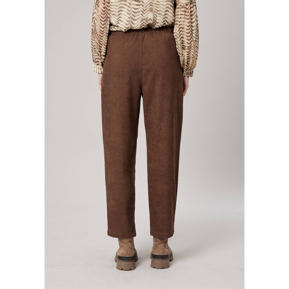 Pantalon carotte femme en velours côtelé NOLANI light brown, DEELUXE