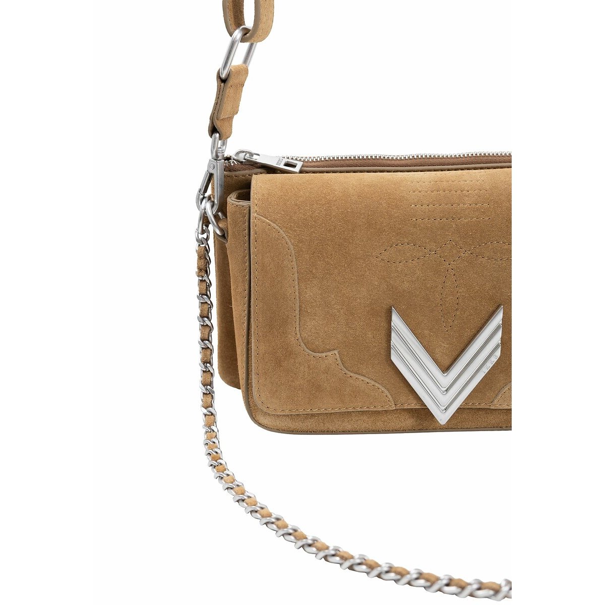 111 Western Shoulder Bag in Suede camel, IKKS