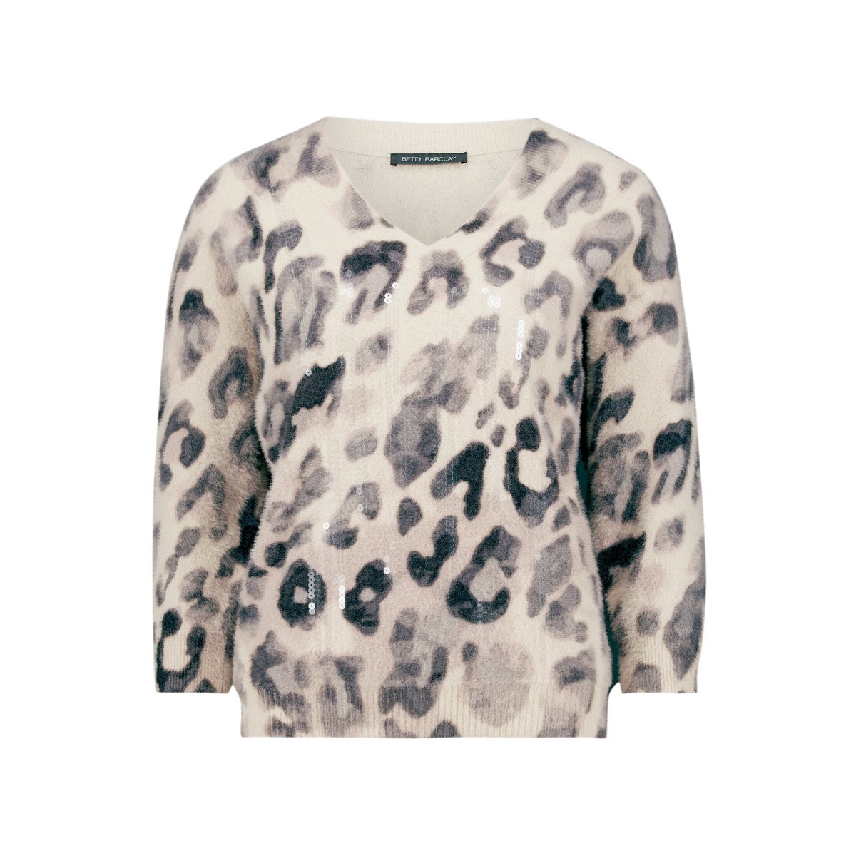 Pull-over en maille à manches chauve-souris gris/beige, BETTY BARCLAY