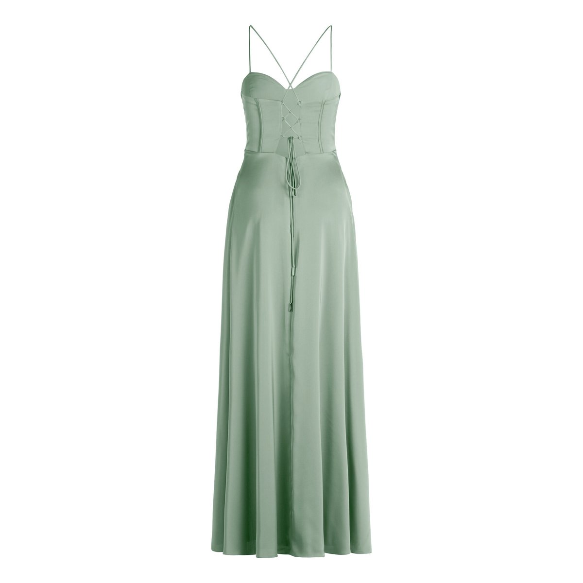 Robe de soirée à encolure bénitier foggy green, VERA MONT