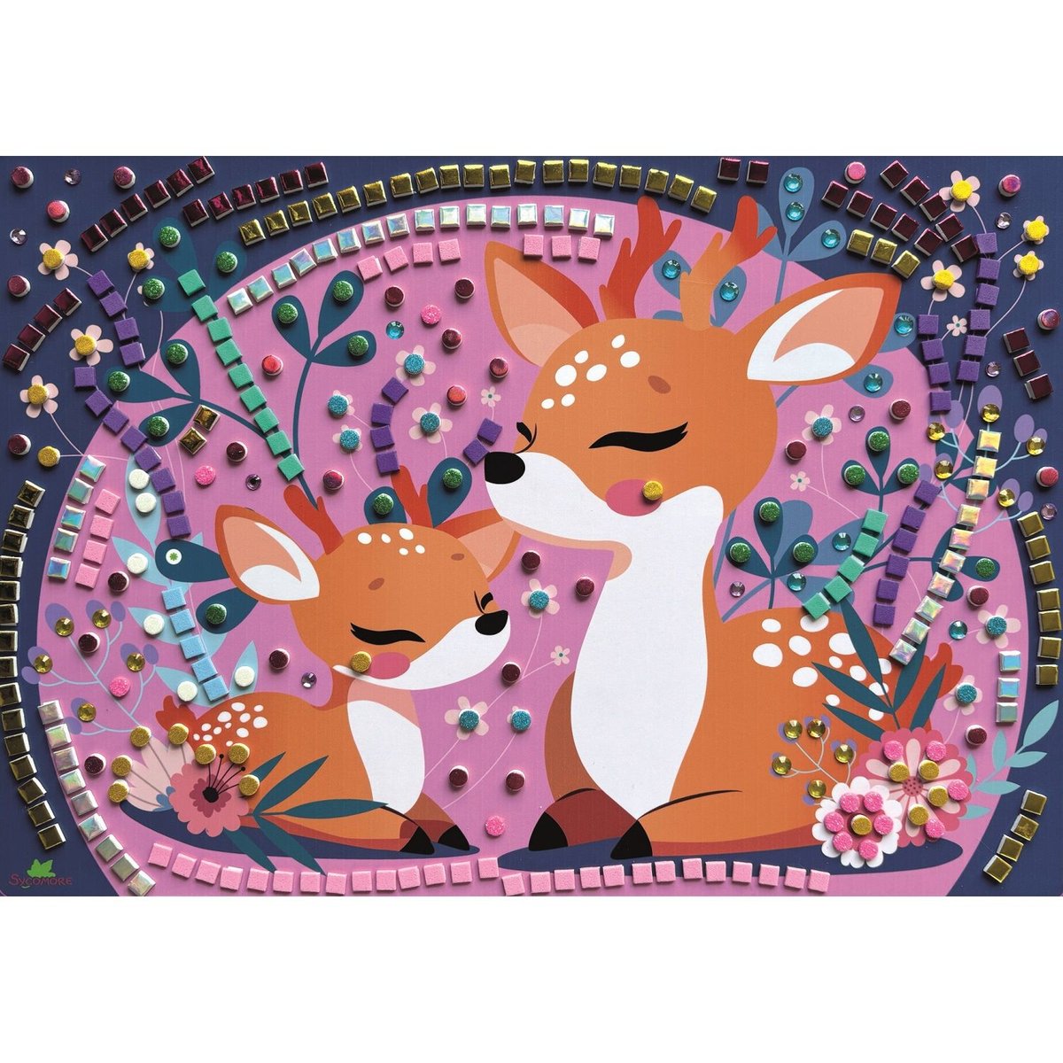 5 Maxi mosaïques Animaux mignons rose, SYCOMORE