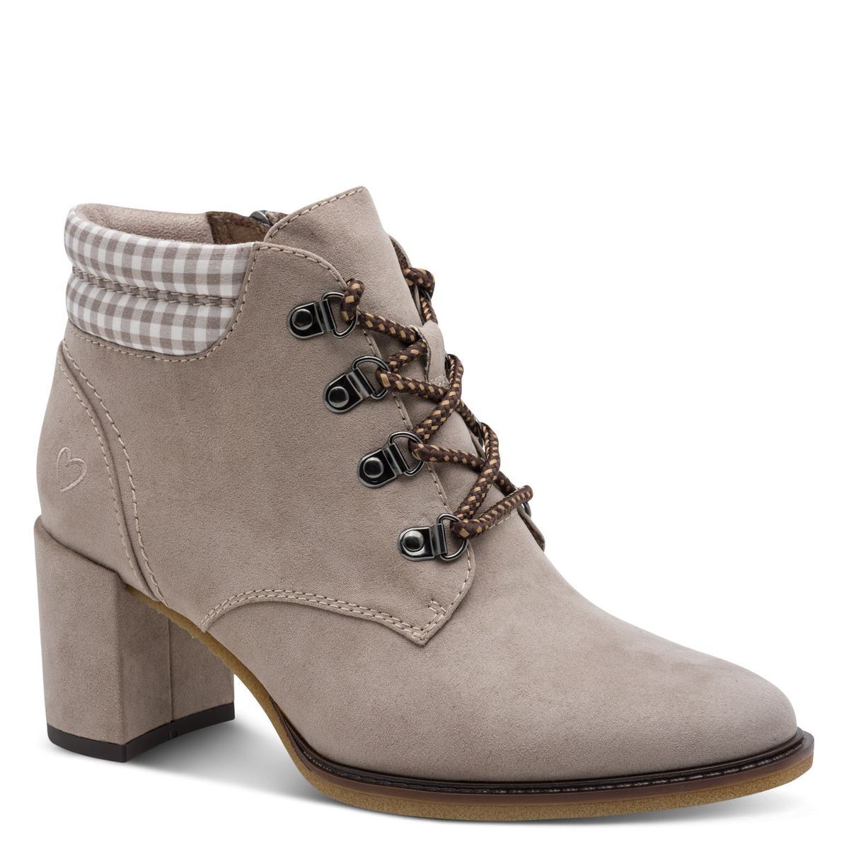 Bottine talon bloc marron taupe combiné, MARCO TOZZI