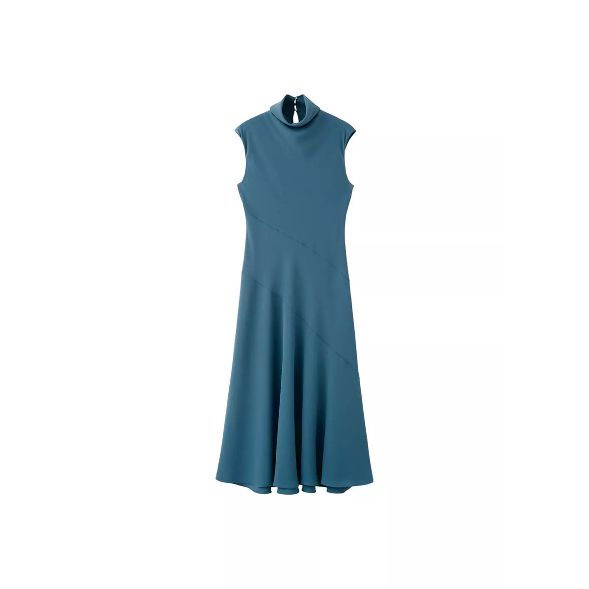 Robe longue à col drapé bleu, MANGO