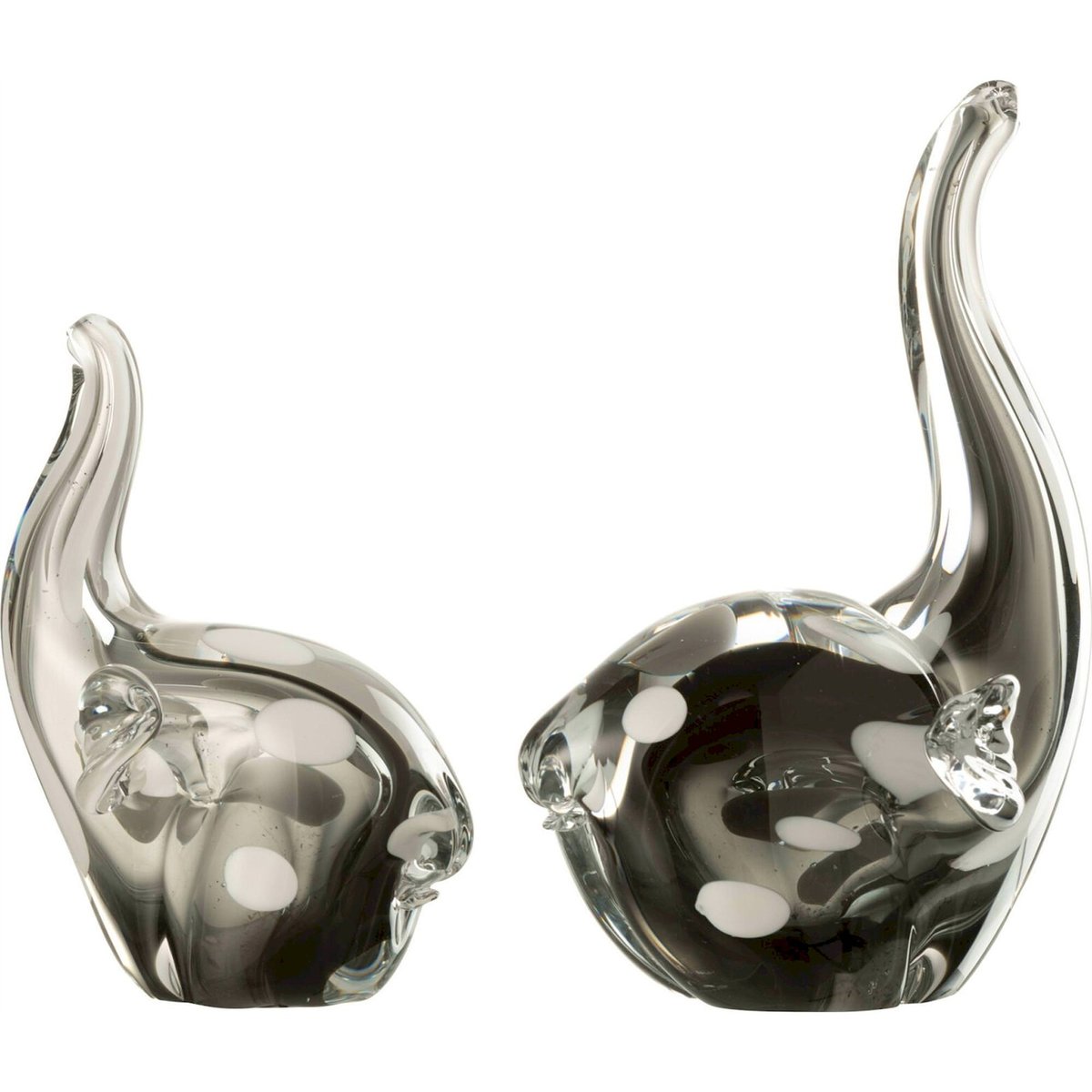 Éléphant décoratif en verre transparent et noir, RECOLLECTION
