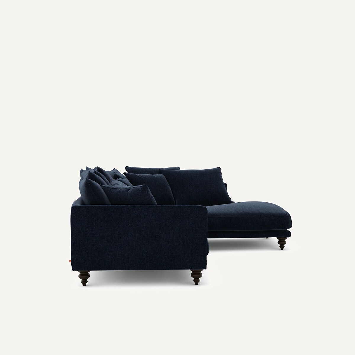 Ecksofa aus Chenille-Velours, Lazare dunkelblau, AM.PM