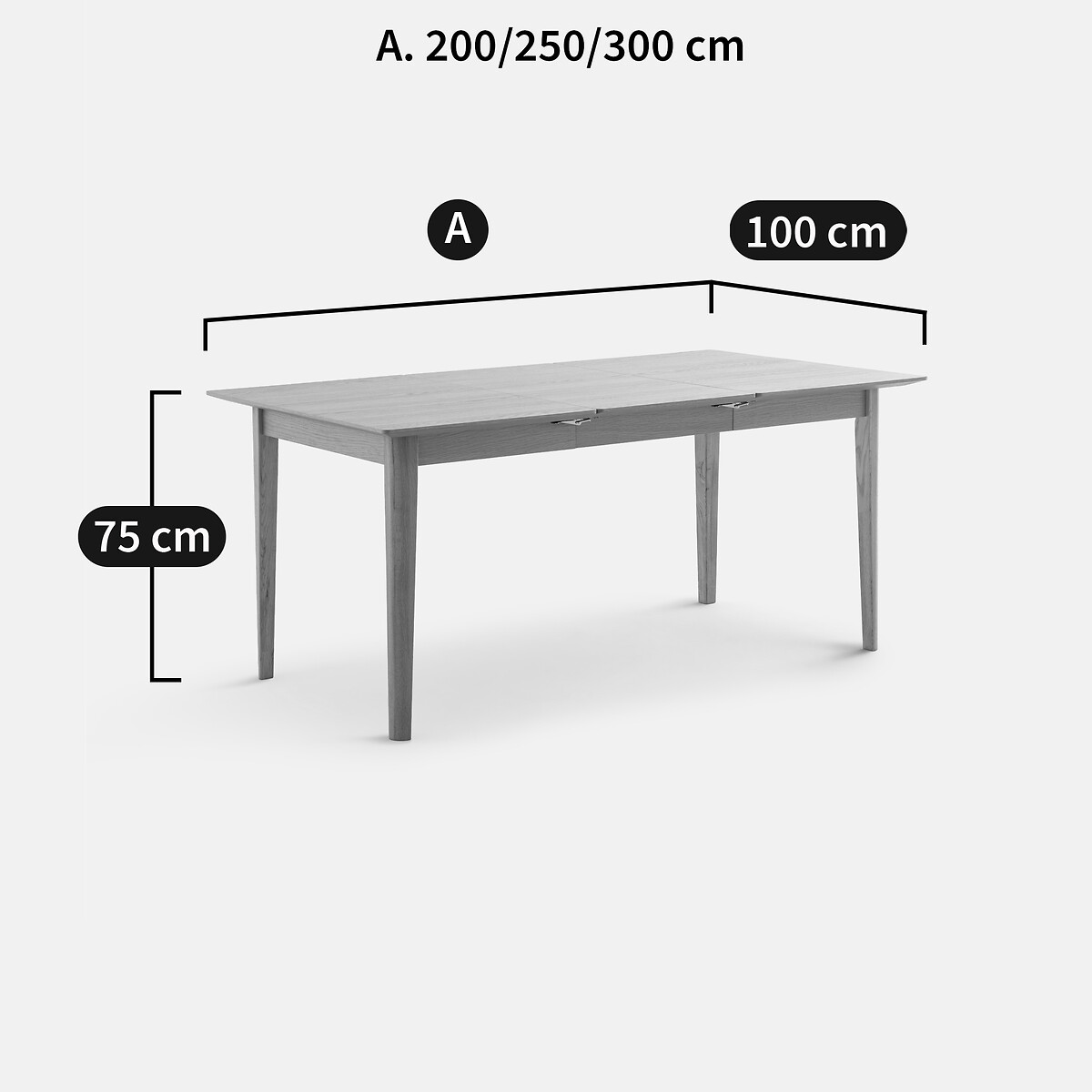 Table à manger, extensible, en plaqué chêne, 8 à 14 couverts, TIOGA coloris chêne, LA REDOUTE INTERIEURS