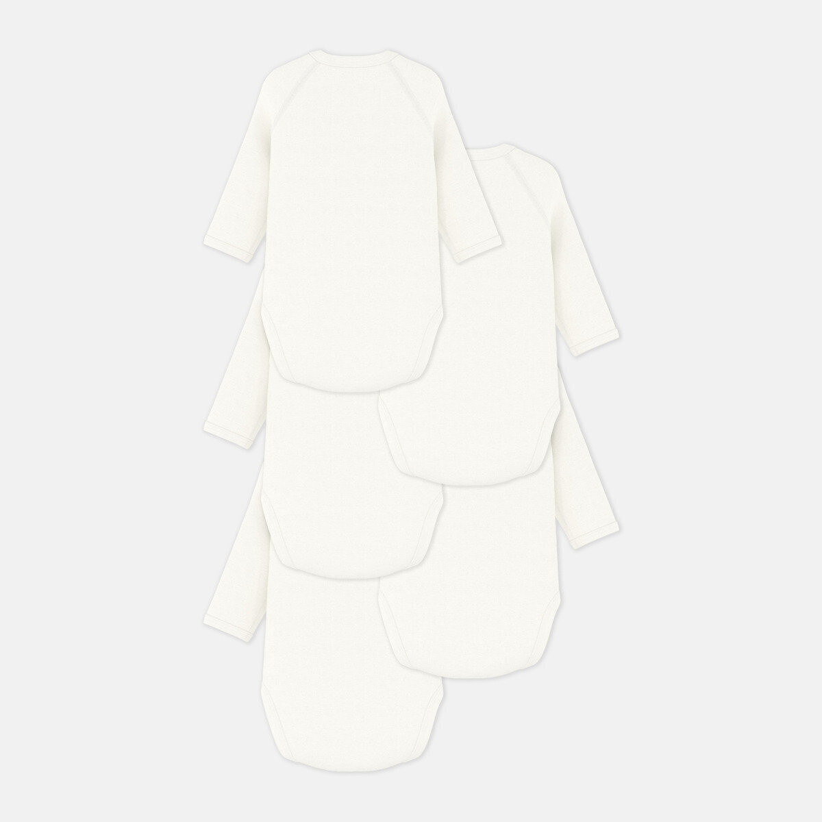 Confezione da 5 body nascita a maniche lunghe bianco, PETIT BATEAU
