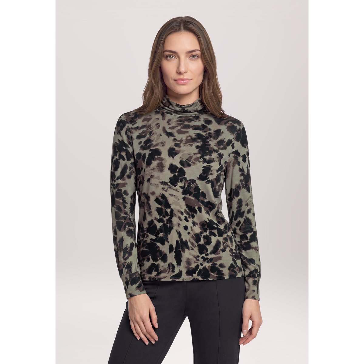 T-shirt à col roulé à col droit taupe/black, BETTY BARCLAY