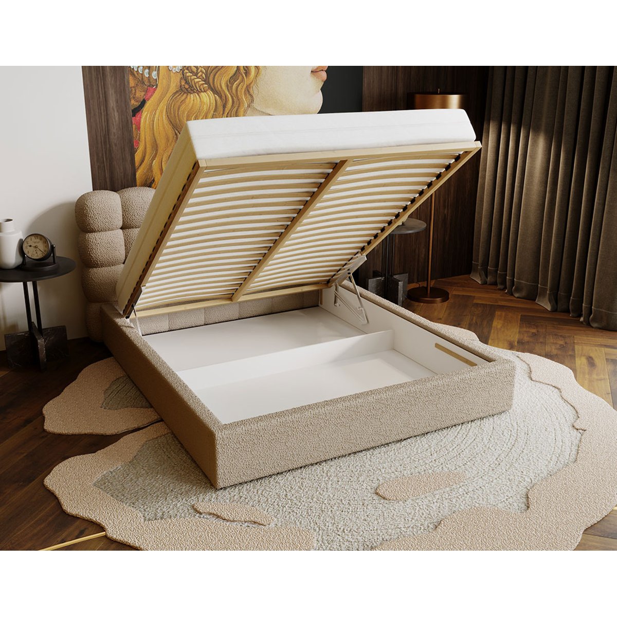 Lit coffre - LOTUS taupe, BEST MOBILIER