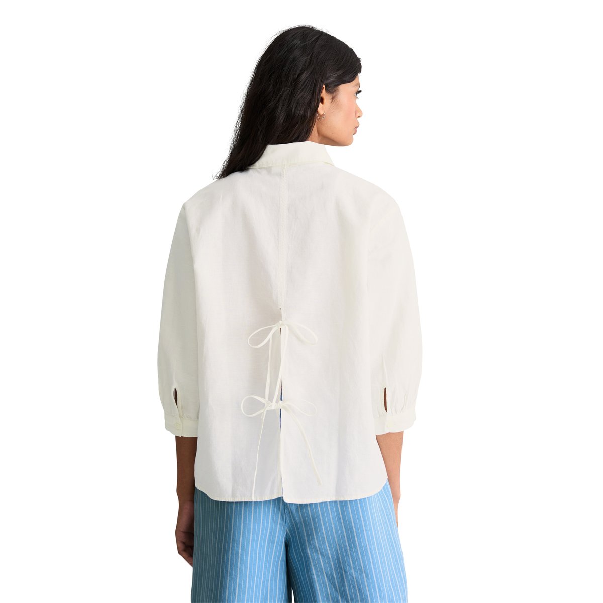 Blouse relaxed en mélange de lin et de coton blanc, MARC O’POLO DENIM