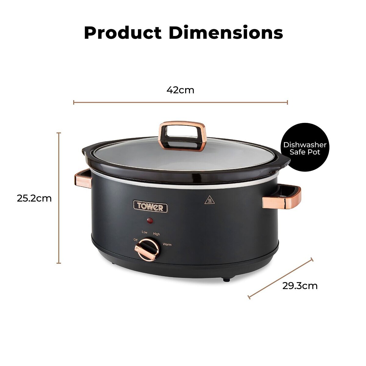 Cavaletto 6.5L Slow Cooker - T16043 black, TOWER