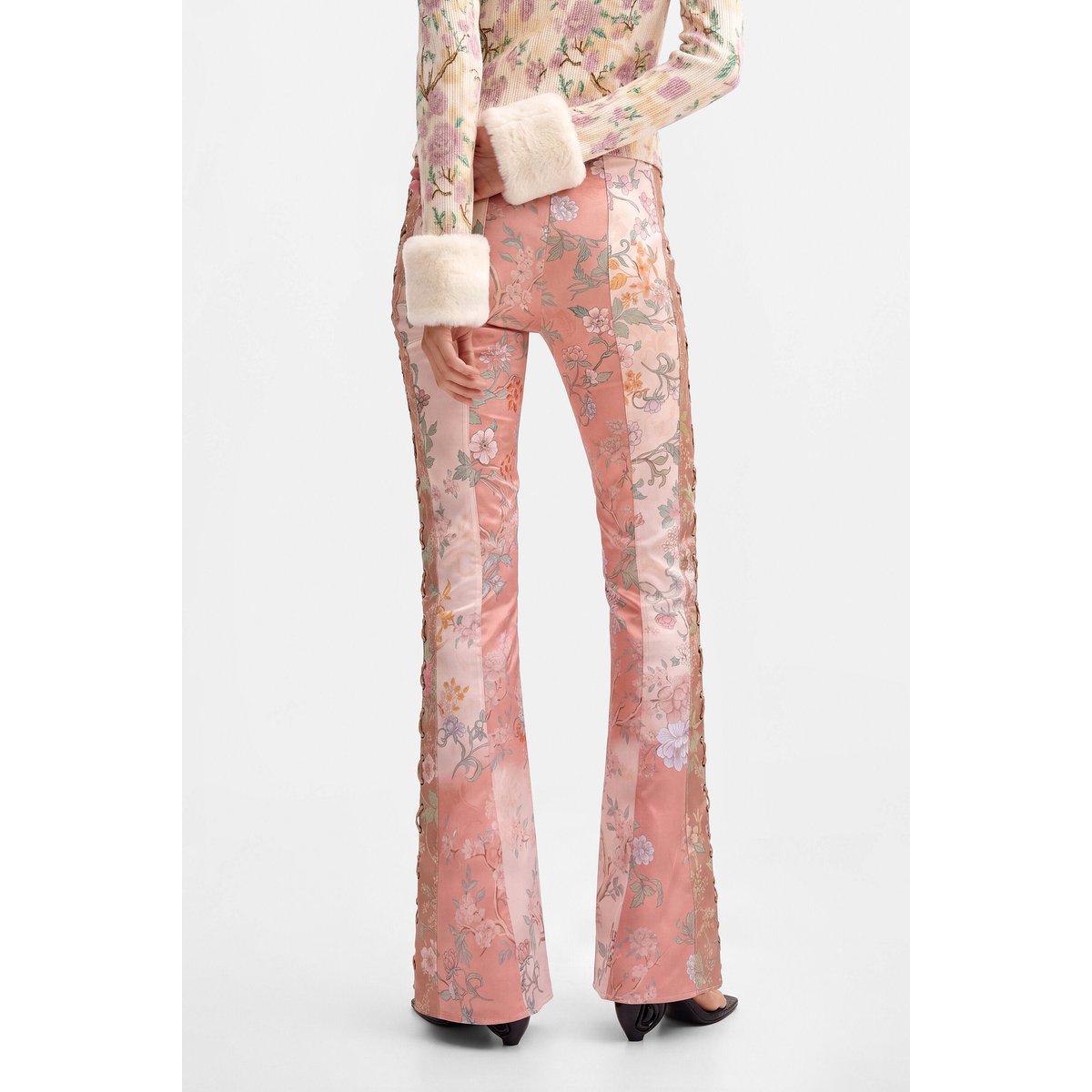 pantalon flare imprimé beige, DESIGUAL