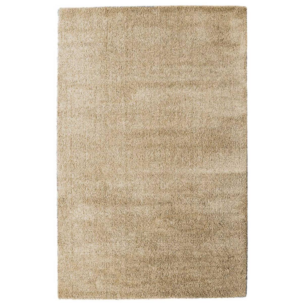 Tapis longs poils shaggy tissé motif uni SILCHOU beige, UN AMOUR DE TAPIS