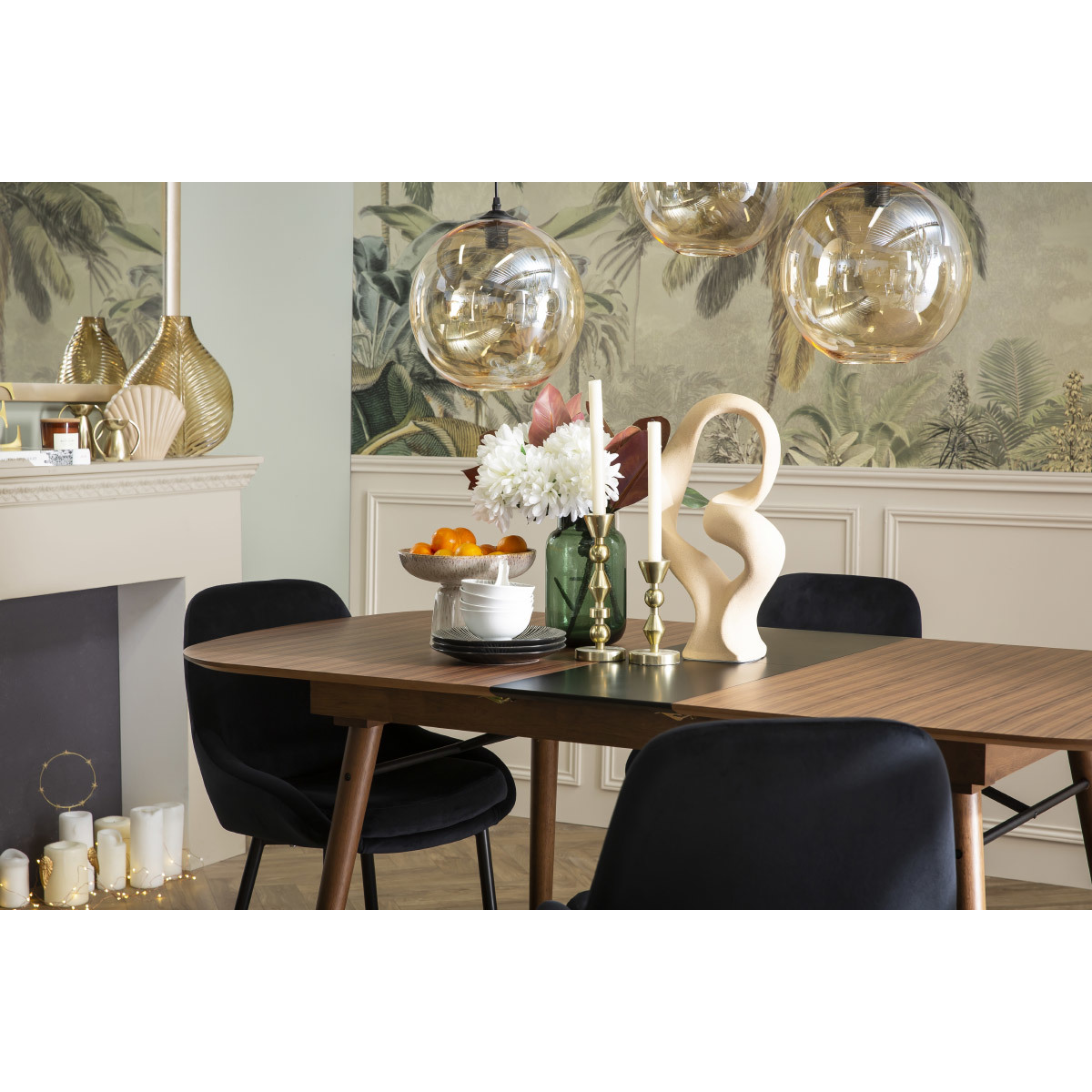 Table extensible rallonges intégrées rectangulaire L150-180 cm SHELDON noyer, MILIBOO