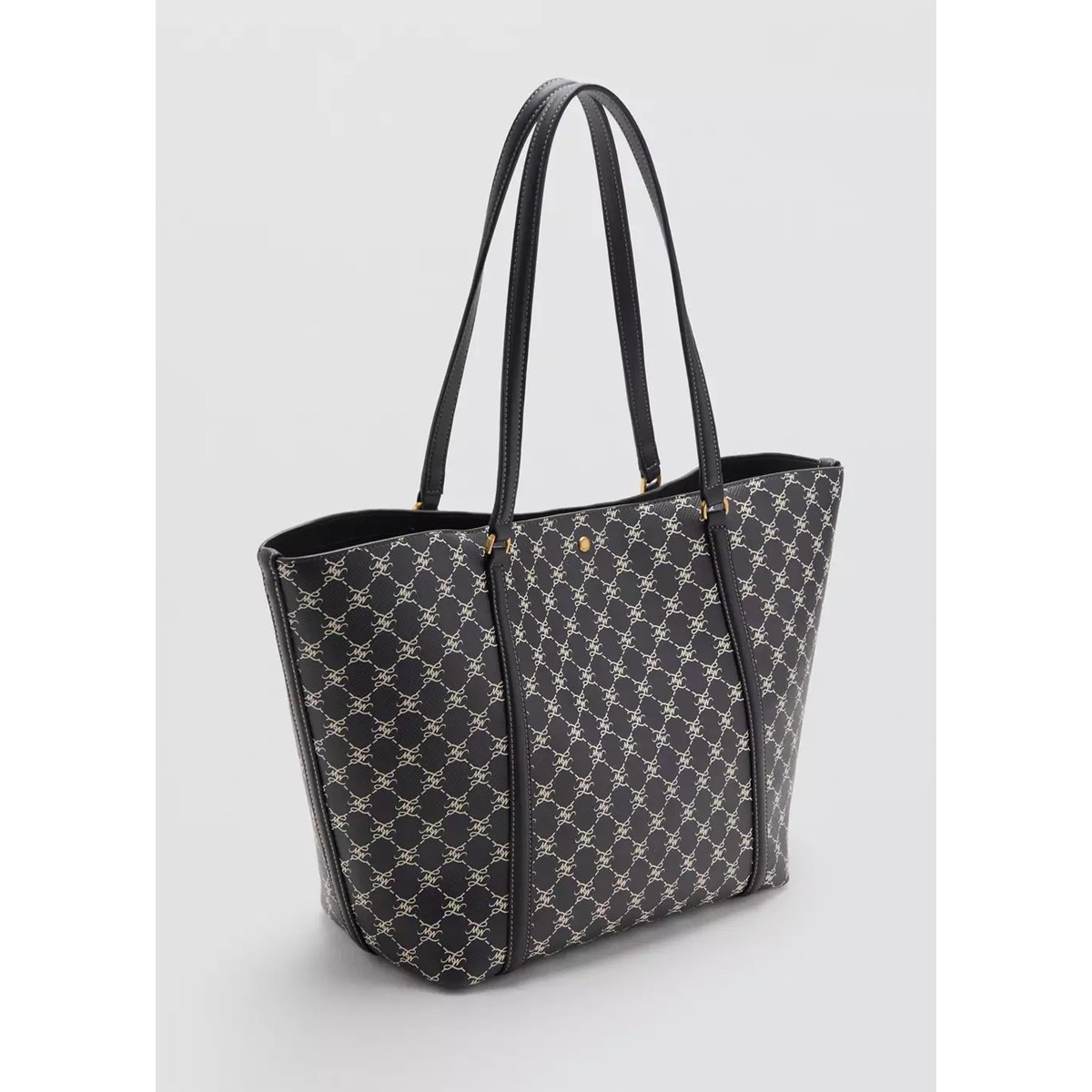 Sac cabas imprimé logo bleu marine, MANGO