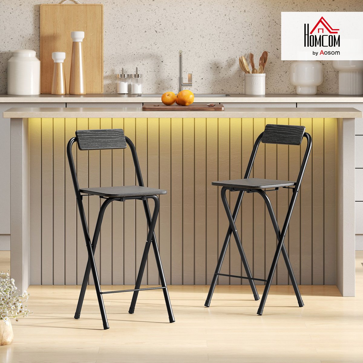 Tabouret de bar Acier Noir noir, HOMCOM
