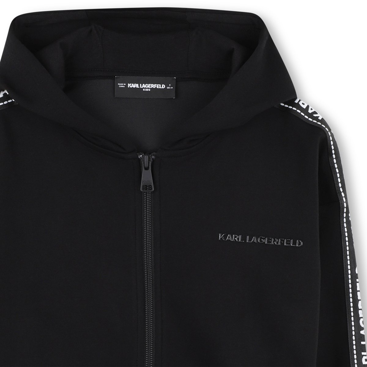 Cardigan con cappuccio black, KARL LAGERFELD KIDS