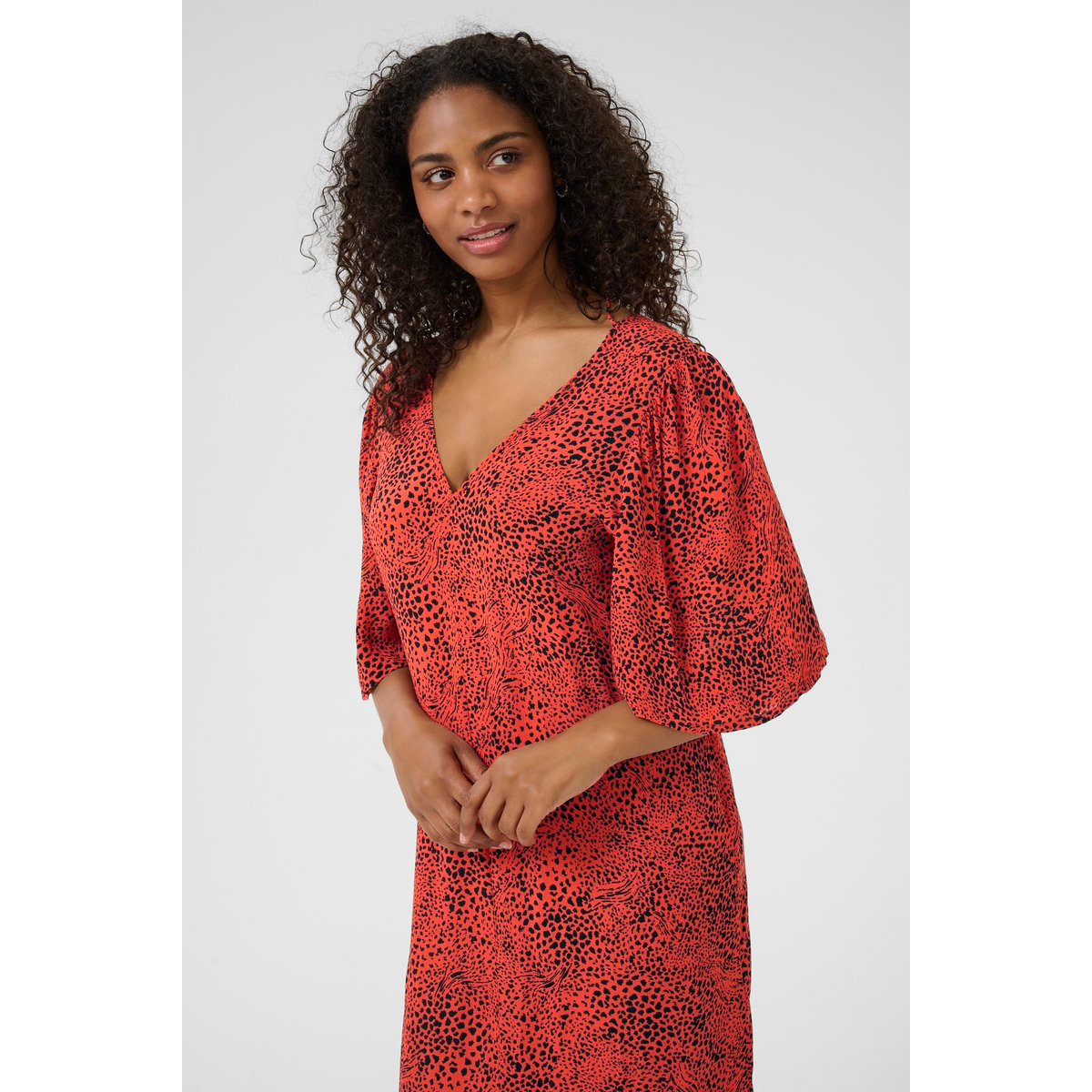 Dress rouge grenadine graphic animal, KAFFE