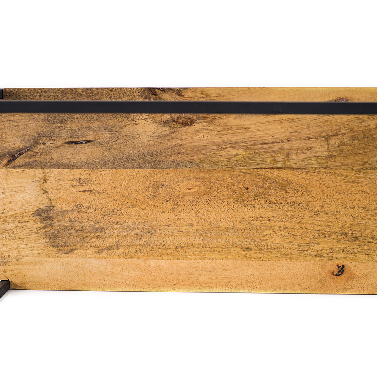 Étagère murale industrielle en bois manguier massif L28 cm YPSTER bois clair / noir, MILIBOO